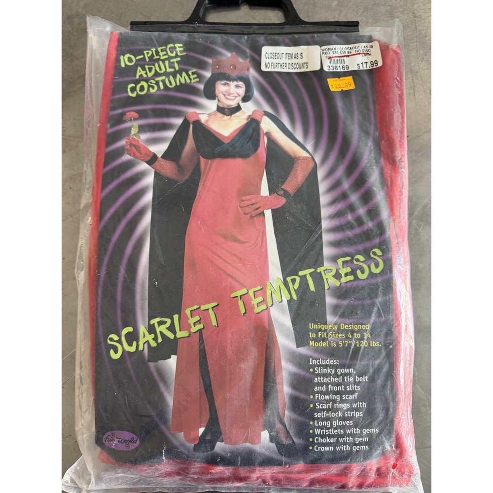 SCARLET TEMPTRESS Women's Costume 10-piece Gown Gloves Crown Jewelry Adult 4-14